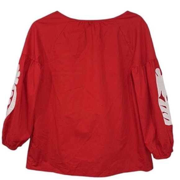 J.crew Red & White Periwinkle Cotton Embroidered
Boho Peasant Top(Size XSmall) - Picture 5 of 9